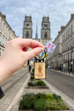 Porte-clés Jeanne d'Arc finition bois